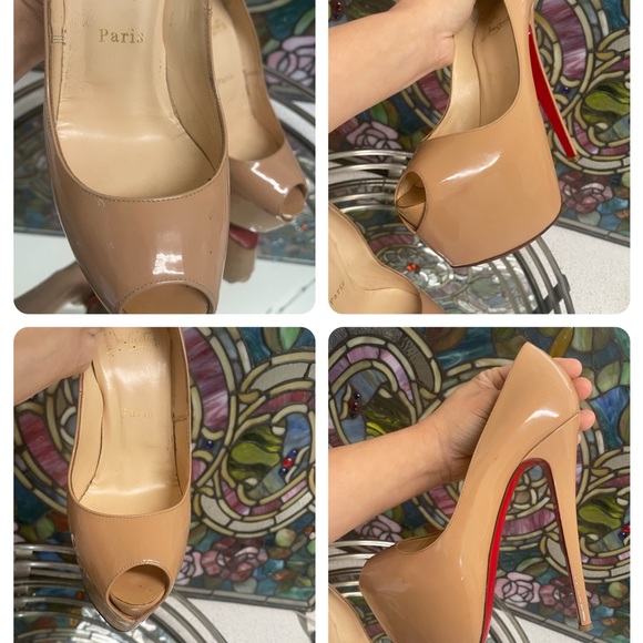 CLB highness patent leather nude/beige platform pumps 7 (6.5) 160’ - Picture 16 of 16